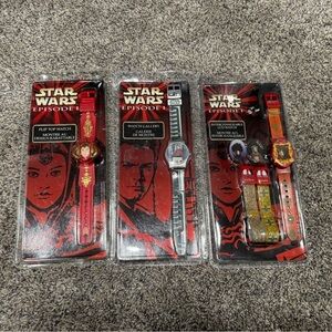 Star Wars Episode I Watch Set lot of 3 vintage sealed
